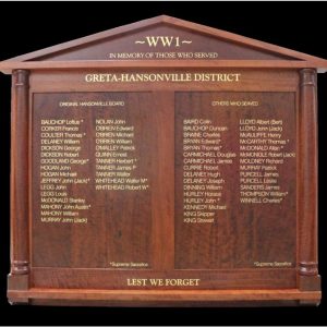 Greta Hansonville Honour Board Oct 2015