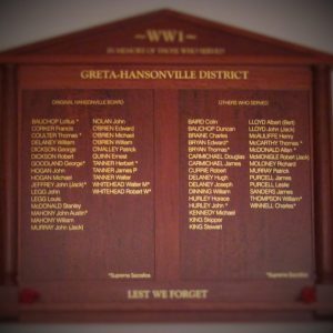 Greta Hansonville WW1 Honour Board 18 Oct 2015