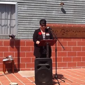 Noeleen Lloyd reading 'in Flanders Fields' The Gathering Place 18 Oct 2015