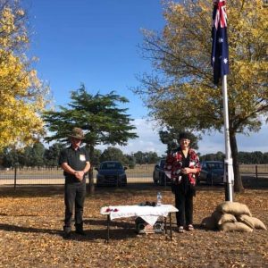 Adrian Younger & Noeleen Lloyd ANZAC Service Greta Cemetery 23 April 2019