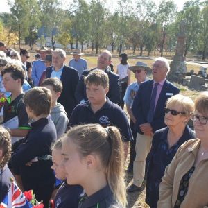 Greta Valley Students at Hector Sinclair's grave ANZAC Service Greta Cemetery 23 April 2019