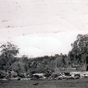 Ruins of Hansonville Hall post 1952 bushfire -photo courtesy Howard Ellis