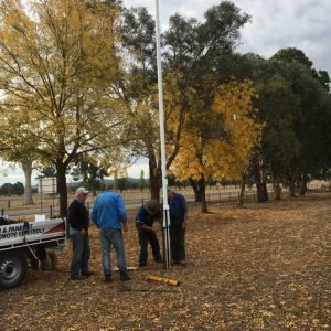 Setting up flag pole on 22 April for ANZAC Service Greta Cemetery 23 April 2019 (18)